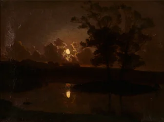 Harvest Evening at Hjortekær, Jægersborg Deer Park, Moonlight