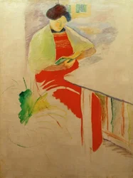 Woman with Red Apron on Balcony (Elisabeth)