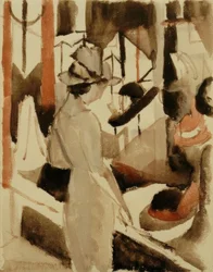 Woman in Front of Hat Shop