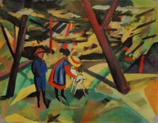 Children with Goat in the Forest