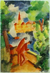 Men on the Terrace by the Lake