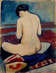 Sitting Nude with Pillow