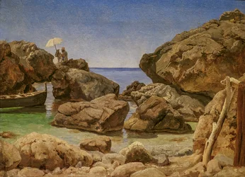 Rocky Coast at Capri with an Artist Painting