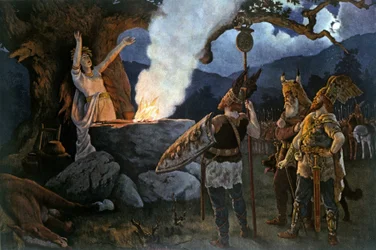 Celtic Warriors Consult a Priestess