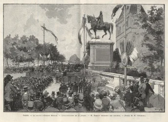 Paris - Speech by Mr. Darlot during the inauguration on 15 July 1888 at the Hotel de Ville de Paris of the statue of Etienne Marcel (drawing by Gerardin in The Illustrous World)