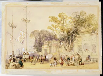 Village Square in the Bay of Hong Kong, Plate 5 from 