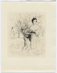 Frédéric Mistral: Memoirs and Stories by Frédéric Mistral: woman outside with a basket of flowers (insert after p. 192)