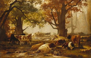 Cattle in a Wooded River Landscape