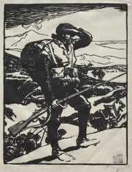 Alpine Hunter Looking at the Rhine Plain