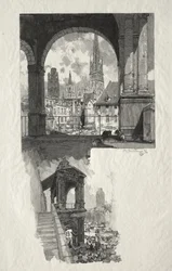 Rouen Illustrated: Place de la Haute Vieille Tour; Edicule de la Fierte