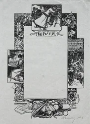 Paris Almanac, 1897: Decorative Border, Winter