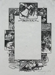 Paris Almanac, 1897: Decorative Border, Winter