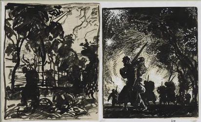 Night Scene; Patrol at the Edge of a Wood