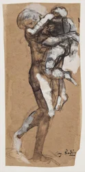 Woman Carrying a Boy