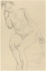 Seated Female Nude Leaning to the Left
