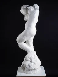 The inner voice, seen from the profile sculpture (marble)