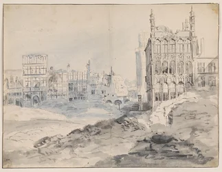 The northwest corner of the Grand-Place, Brussels after the bombardment in 1695