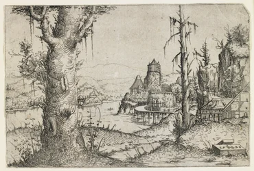 Large Tree and Castle on a Lake