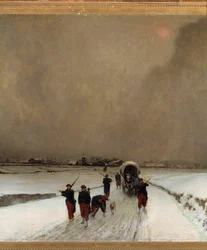 War of 1870: “The stragglers, snow effect”. Painting by Auguste Chenu, called Fleury (1833-1875), 1870. Dimensions: 1.7 x 1.5 m. Paris, Musée d