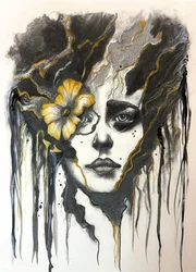 Golden Bloom Portrait