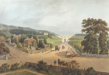 A View of the Highgate Archway, Engraved by John Hill