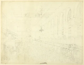 Study for The Long Room, Custom House, from Microcosm of London