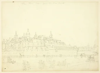 Study for The Tower Taken from the New Mint, from Microcosm of London