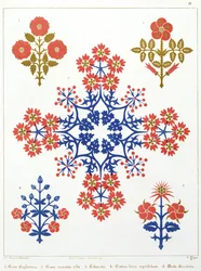 Violet, Iris and Tulip Motif Wallpaper Design, Printed by M. and N. Hanhart