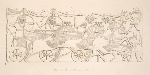 Assyrian Warriors in battle, from Monuments of Nineveh