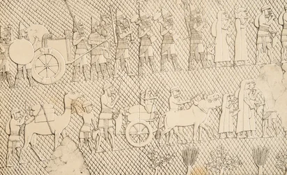Detail (Captives and Spoil from the City of Lachich), illustration from Monuments of Nineveh, 1858