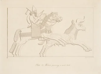 Warrior pursuing a wild bull, from Monuments of Nineveh