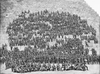Group portrait of all the original officers and men of the 11th Battalion, 3rd Brigade, AIF, 10 January 1915