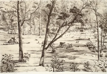 Free Selectors Hut, from The History of Australasia by David Blair, 1879