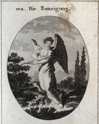Allegory of Affection or Kindness. His attribute is the lizard, symbol of his kindness and natural affection for men. Engraving in 