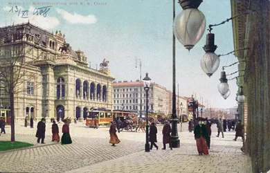The Kaerntnerring and the Imperial and Royal Opera in Vienna, 1908
