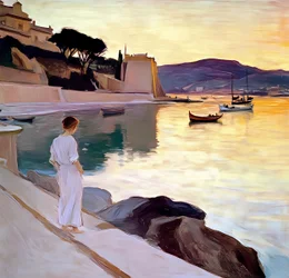 Coastal Woman at Sunset