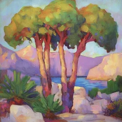 Glowing Coastal Trees