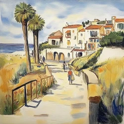 Sunny Coastal Village Stroll