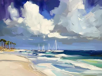 Tropical Beach Sailboats