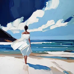 Woman Walking On the Beach