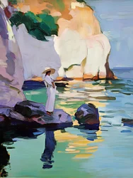 Woman on Coastal Rocks