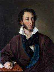 Portrait of the author Alexander S. Pushkin, Copy after V. Tropinin
