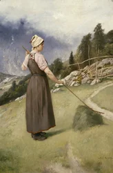 Girl Raking Hay