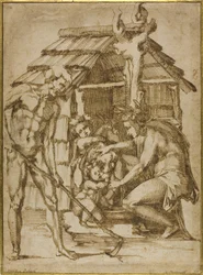 First Family Before a Shelter