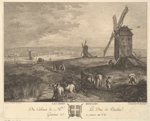 The Three Windmills (after a painting in the collection of the Duc de P...)