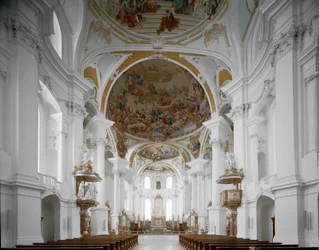 Internal view of the monastery church, Neresheim, Germany