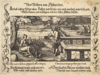 Von Weihern und Fischteichen, Illustration from Petrarch, Glück und Unglück Spiegel, figur...