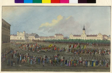 Coronation procession of Emperor Ferdinand I for his coronation as King of Hungary in 1830