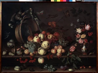 Still Life with Fruits, Flowers and Parrots (also called Still Life with Fruits, Shells and Insects)
