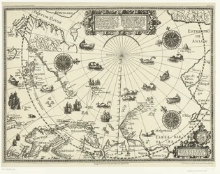 Map of the Countries Around the Arctic Circle with the Three Voyages of the Dutch in 1598